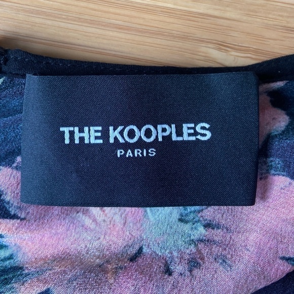 The Kooples Silk Black Pink Orange Floral Long Sleeve Button Formal Ruffle Dress - Picture 12 of 16